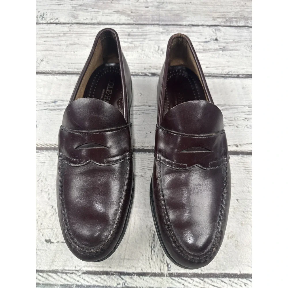 Cole Haan Penny Loafers Dark Maroon/Brown Leather Men's Size 9.5 B